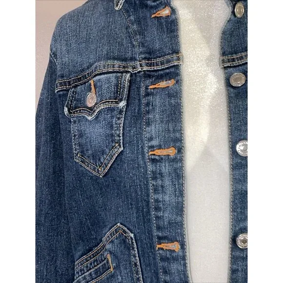 Levis Trucker Jean Jacket Blue Denim Jean Medium Wash Pockets Sz Junior Large - Picture 2 of 7